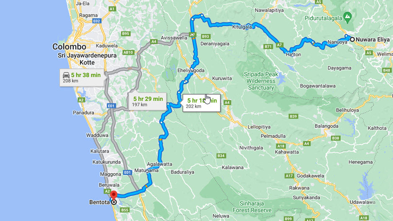 Nuwara Eliya City to Bentota City Private Transfer