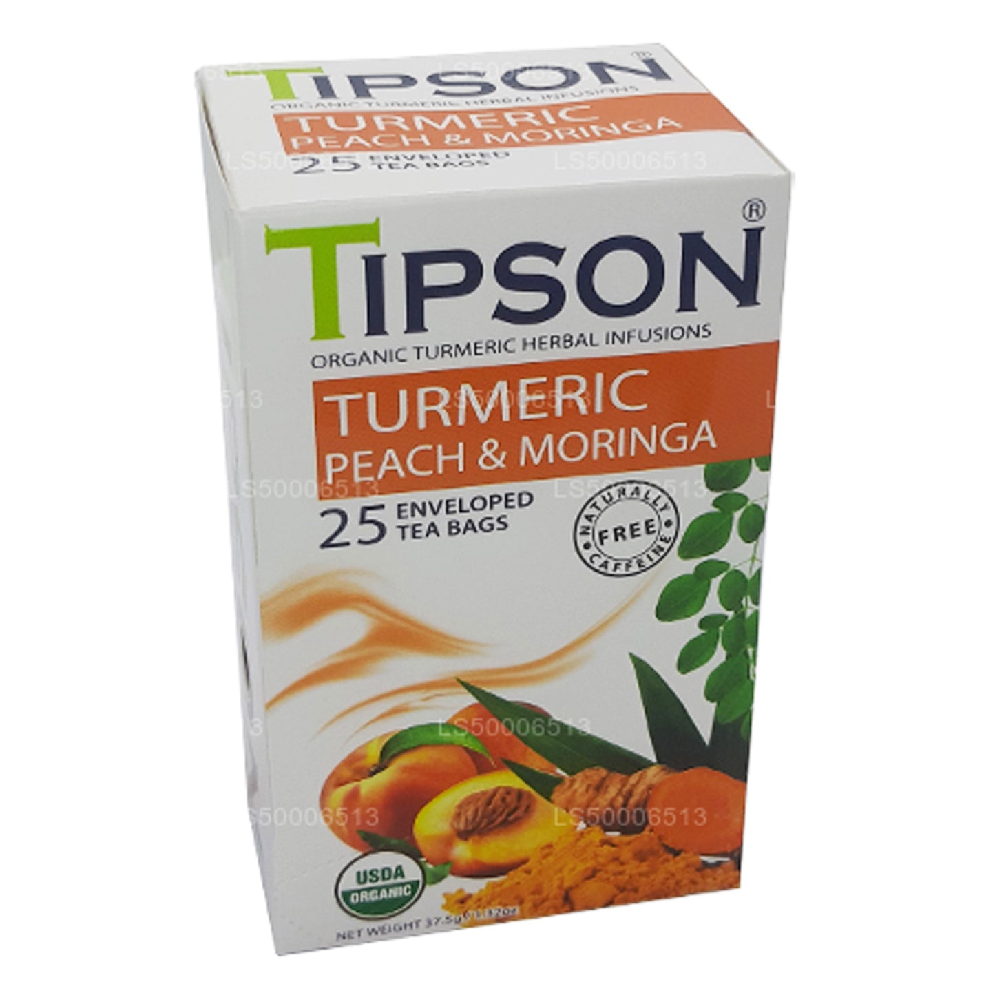 Tipson Turmeric Peach & Moringa 25 Enveloped Tea Bags (37.5g)