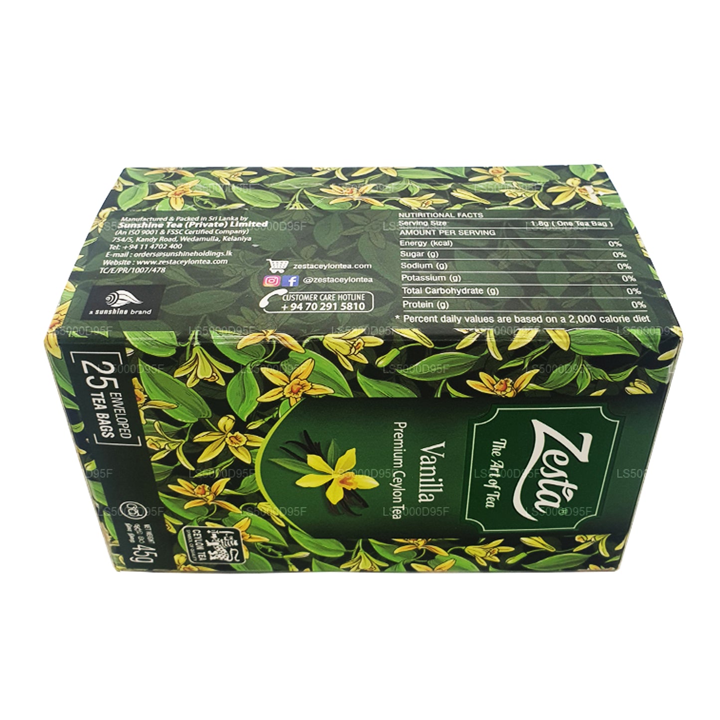 Zesta Vanilla Black Tea (45g) 25 Tea Bags