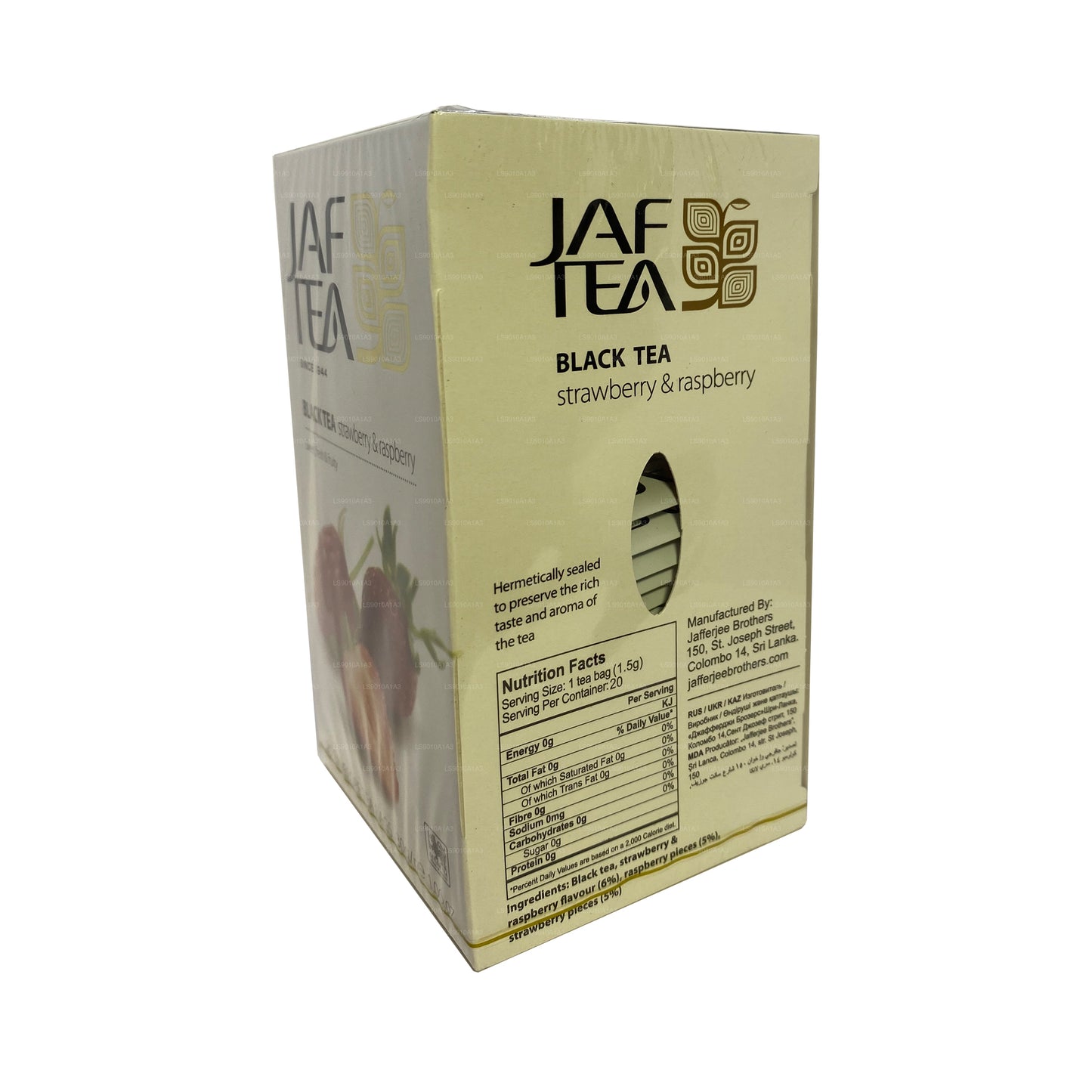 Jaf Tea Strawberry and Raspberry Black Tea (30g) 20 Envelope Tea Bags