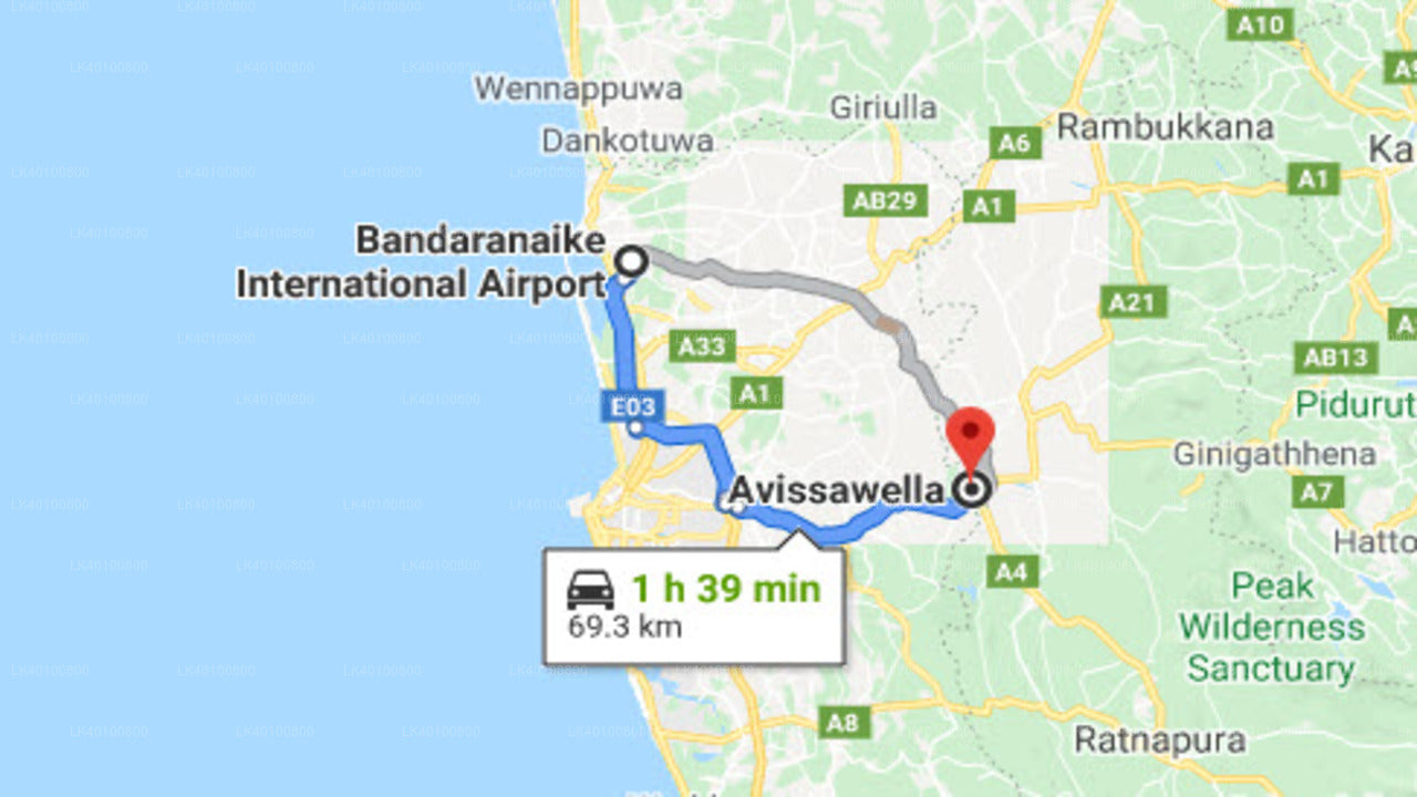 Colombo Airport (CMB) to Avissawella City Private Transfer