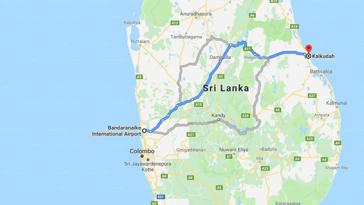 Colombo City to Kalkudah City Private Transfer