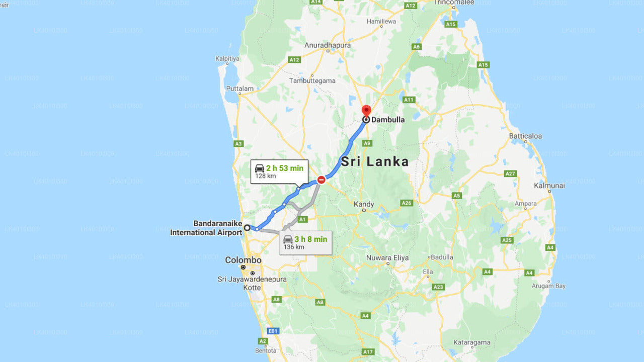 Colombo Airport (CMB) to Dalupotha City Private Transfer