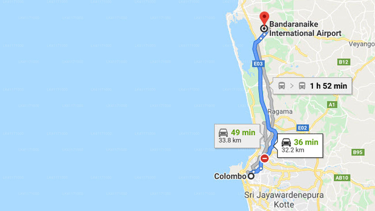Colombo City to Colombo Airport (CMB) Private Transfer