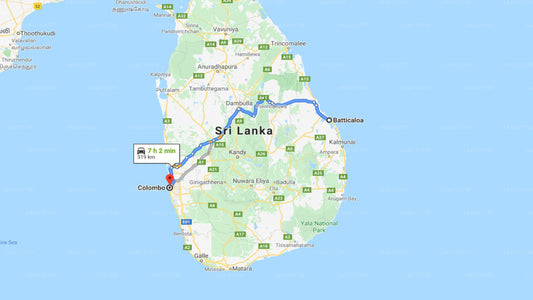 Batticaloa City to Colombo City Private Transfer