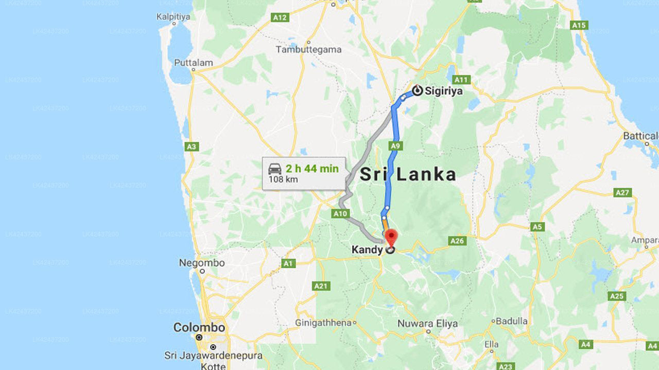 Sigiriya City to Kandy City Private Transfer