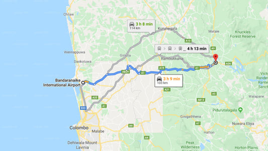 Transfer between Colombo Airport (CMB) and Clingendael, Kandy
