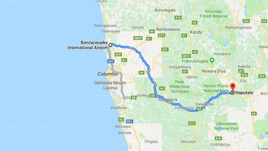 Transfer between Colombo Airport (CMB) and Blackwood View Bungalow, Haputale