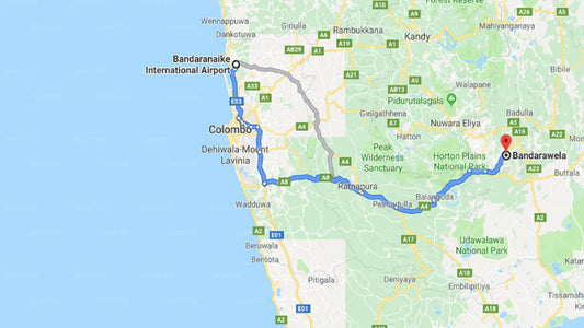 Transfer between Colombo Airport (CMB) and The Nest, Bandarawela