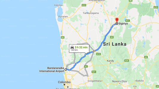Transfer between Colombo Airport (CMB) and Sigiri Oya Cottage, Sigiriya