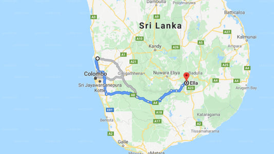 Transfer between Colombo (CMB) Airport and The Secret Ella, Ella