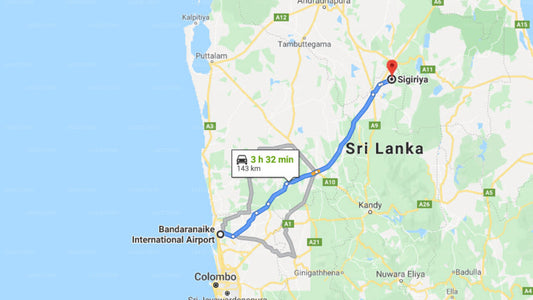 Transfer between Colombo Airport (CMB) and Kuwera Eco Lodge, Sigiriya