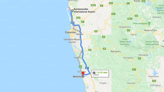 Transfer between Colombo Airport (CMB) and Wasana Beach Hotel, Bentota