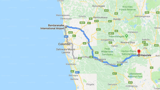 Transfer between Colombo Airport (CMB) and Benjamin Cottage, Haputale